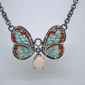 Glasswing Butterfly Opal Pendant