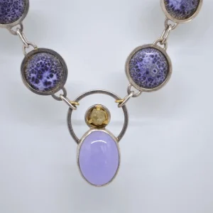 Lavender Moon Enamel Necklace and Earring Set